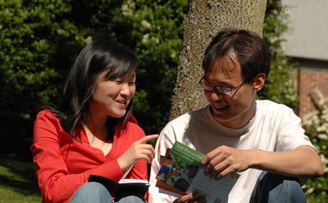International students on campus