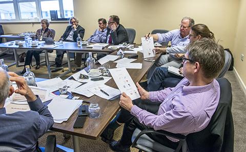 A business networking meeting