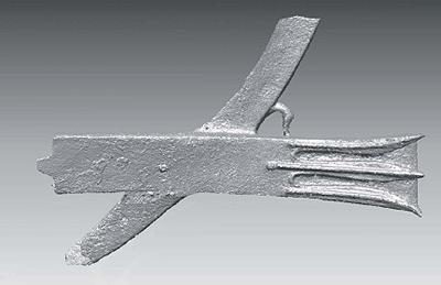 Laser-scanned image of the ram shows clear representations of its texture after 2000 years in the sea