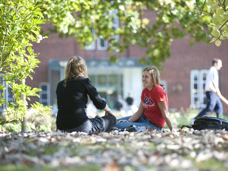 Two students in the library