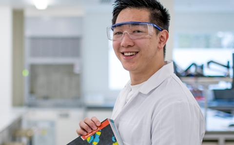 Student in lab