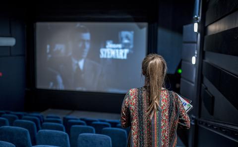 Film student in cinema