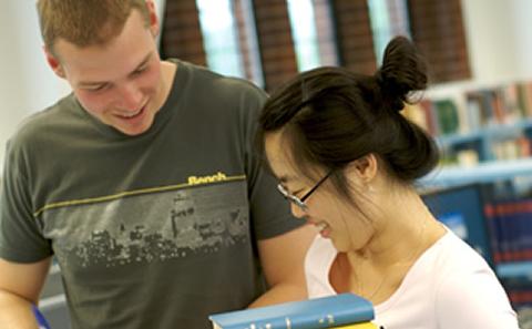 2 students in the library