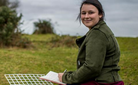 Student working in the field