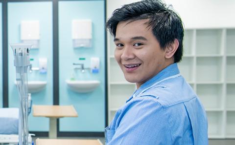 Student at work in a hosptial