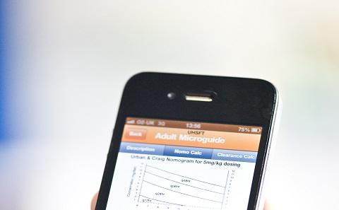 Mobile phone showing decision support software