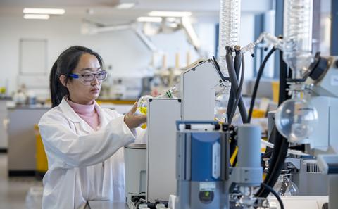 Student in lab