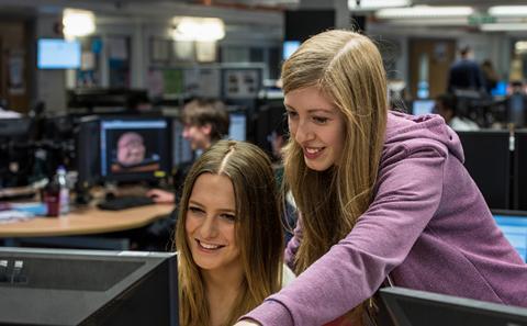 Undergraduate students at work