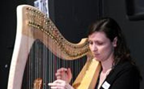 Sarah with her celtic harp