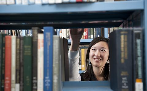 Student in the library