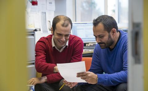 Student talking to a representative