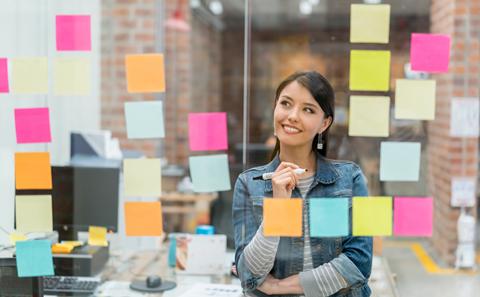 Post it notes on glass