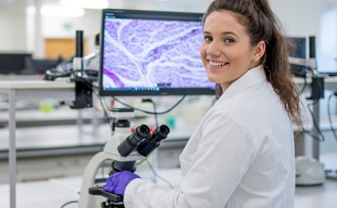 Student in lab