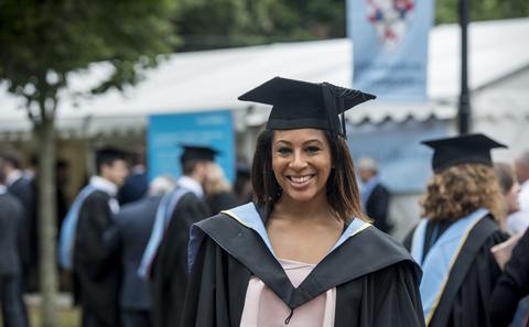 Student on graduation day having photo taken