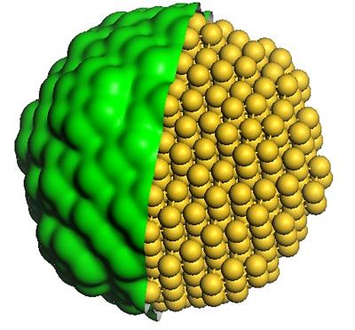 3-D contour surface of the electronic density of Au767 obtained from ONETEP calculations