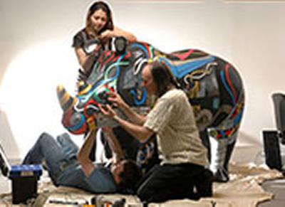 Dr Kirtk Martinez (front) and students working on Erica
