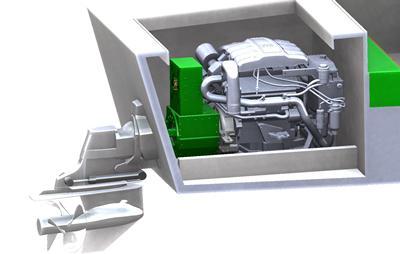 Computer-generated image of the hybrid engine