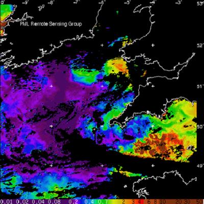 Satellite image of chlorophyll a