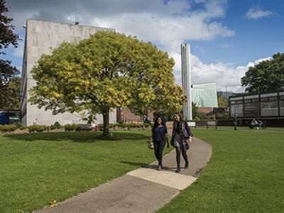 Students walking on campus