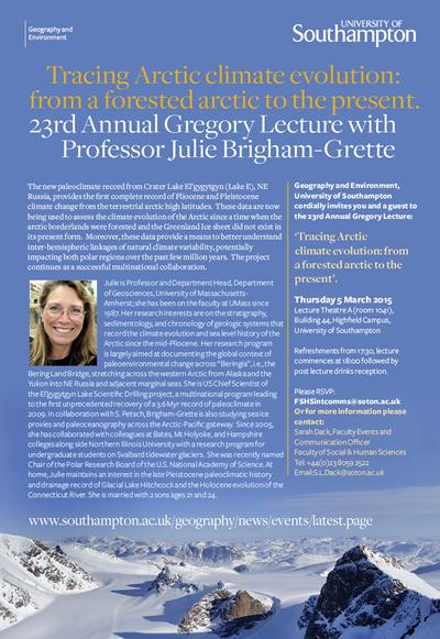 23rd Annual Gregory Lecture with Professor Julie Brigham-Grette