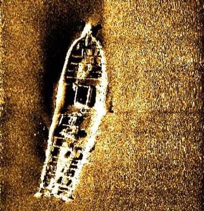 Side Scan Sonar image of Wreck, courtesy of London Array Ltd