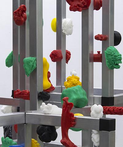 Ian Dawson: ID2.7.1816 (2016-) [detail] mixed media and 3D fused filament print