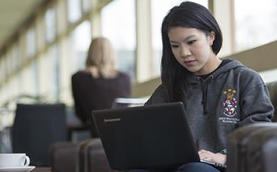 student typing