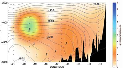Distribution of a chemical tracer released in the deep Brazil Basin