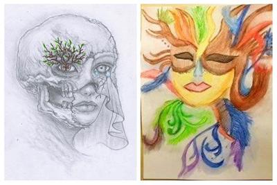 Prize-winning entries by (L) Tessa Yoo, (R) Iqra Zaidi