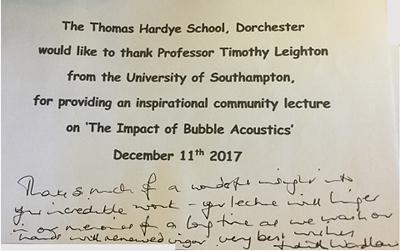 Thank you card for Prof Leighton