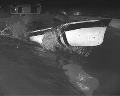 High speed image of the impact of a freak wave on a ship