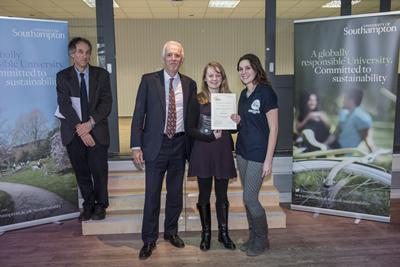 Sarah winning her award