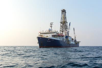 The Joides Resolution: a drill ship of the IntegratedOcean Drilling Program.