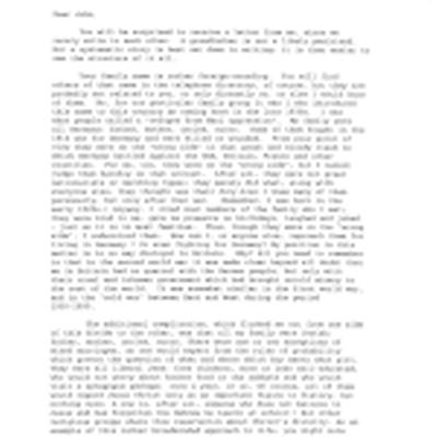 A letter, c. 1993; a former Jewish refugee tells his grandson about his German background and experiences as a 16 year old refugee in Britain, 1939.