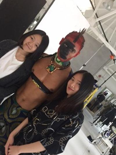 Male Model Patrick Gardener with Lorna and Joy at AFRIKIMONO shoot