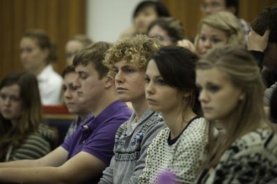 Students sat in lecture theatre