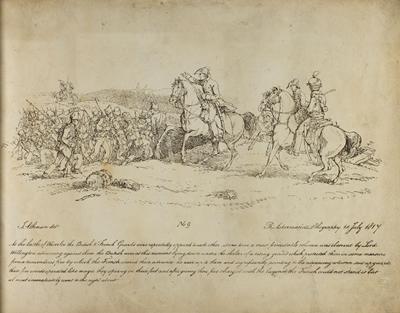 The Duke of Wellington rallying British troops at Battle of Waterloo.