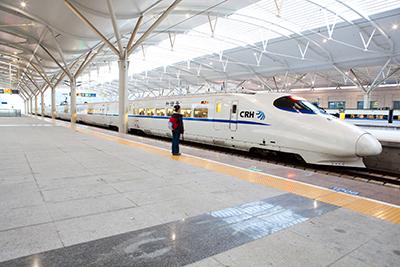 High-speed train in station