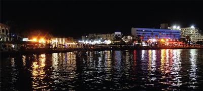 Seafront lighting at the Red Sea.