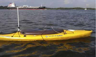 This autonomous robotic kayak was used to sample water in the coastal zones of Singapore