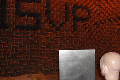 Testing takes place in the large anechoic chamber
