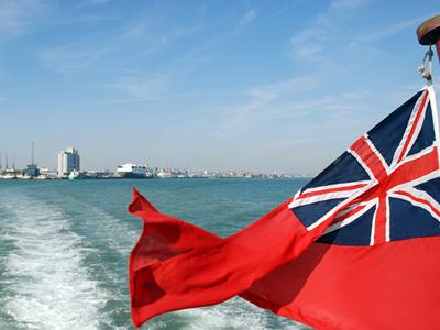 Red flag on a boat