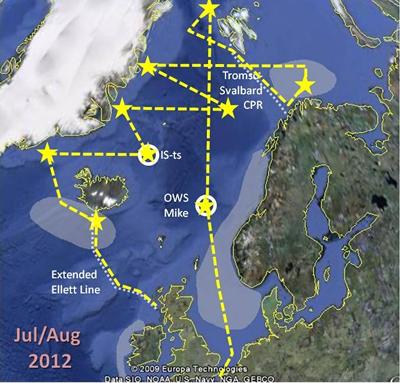 Track of consortium Arctic cruise