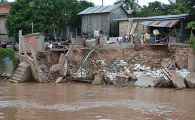 River bank erosion on the Mekong