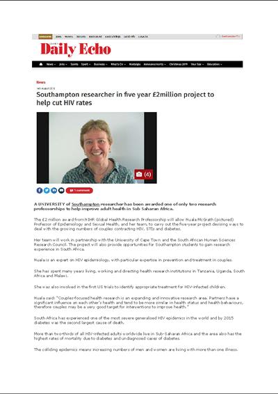 Southampton Daily Echo_Professor Nuala McGrath