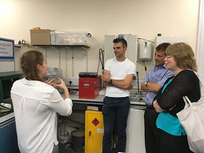 Freya Malcher with visitors Stephen Webb, Phil Packer and Jessica Boname