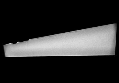 Virtual cross section showing a sub-surface crack around 7 cm long