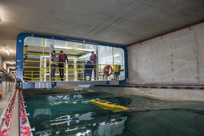 student on the towing tank