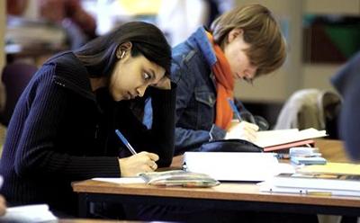 Student in an exam