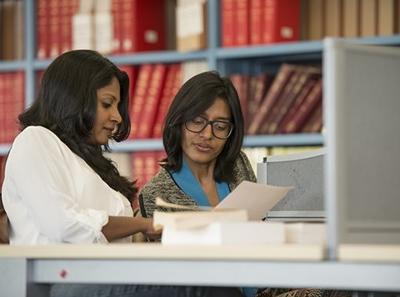 Two students in the library